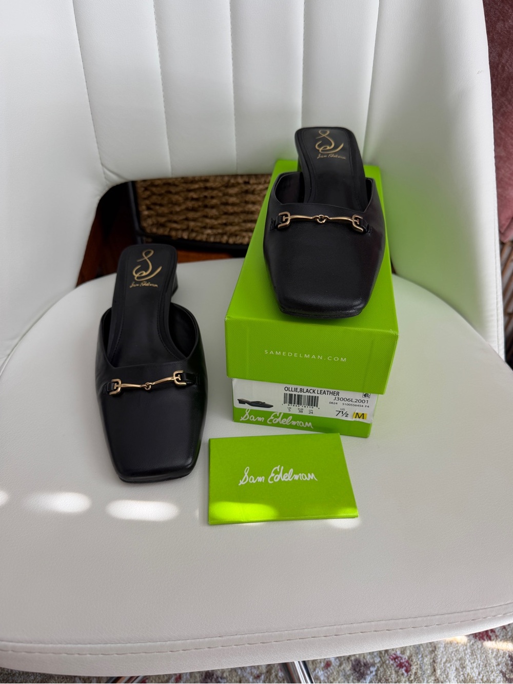 Sam Edelman 7.5 Ollie Black Leather Mules